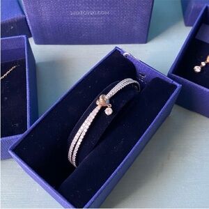 Swarovski Rose Gold Knot Double-Strand Crystal Bracelet with Clear Stones